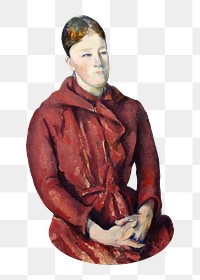 Png Cezanne’s Madame Cézanne, post-impressionist portrait painting, transparent background. Remixed by rawpixel.