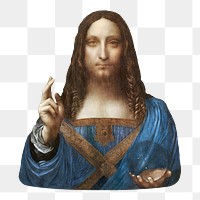 Salvator Mundi png, Leonardo da Vinci's famous portrait on transparent background. Remixed by rawpixel