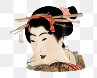 Japanese woman png, transparent background. Remixed by rawpixel.