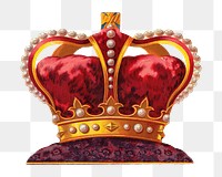 Red crown png, vintage accessory illustration on transparent background. Remixed by rawpixel.