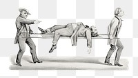 Png men carrying a body, vintage illustration on transparent background. Remixed by rawpixel.