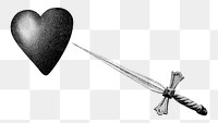 Sword and heart png illustration on transparent background. Remixed by rawpixel.