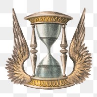 Winged hourglass png, vintage decoration illustration on transparent background. Remixed by rawpixel.