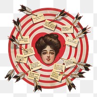 The target png, vintage woman illustration on transparent background. Remixed by rawpixel.