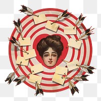 The target png, vintage woman illustration on transparent background. Remixed by rawpixel.