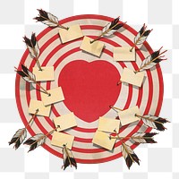 The target png, red heart illustration on transparent background. Remixed by rawpixel.