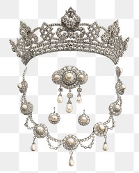 Vintage crown png jewelry illustration on transparent background. Remixed by rawpixel.