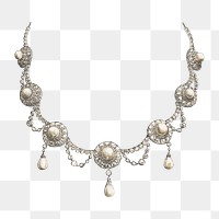 Vintage pearl necklace png, jewelry illustration on transparent background. Remixed by rawpixel.