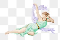 Vintage goddess png green dress illustration on transparent background. Remixed by rawpixel.