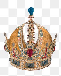 Crown of Rudolph II png, vintage illustration by David Hartmann on transparent background. Remixed by rawpixel.