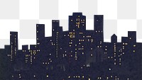 Night png lights of Manhattan, cityscape illustration by Joseph Pennell, transparent background. Remixed by rawpixel.