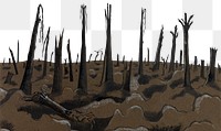 Sunrise png, Inverness Copse, illustration by Paul Nash, transparent background. Remixed by rawpixel.