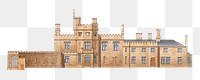 Banner Cross Hall png, Sheffield: Elevation, building illustration by Sir Jeffry Wyatville, transparent background. Remixed by rawpixel.