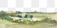 Countryside view border png, transparent background. Remixed from Antoine Chintreuil artwork, by rawpixel.