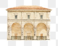 Italian architecture png watercolor illustration element, transparent background. Remixed from Whitney Warren Jr  artwork, by rawpixel.