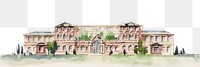 School architecture png watercolor border, transparent background. Remixed from Whitney Warren Jr  artwork, by rawpixel.