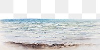 Ocean png watercolor border, transparent background. Remixed from George Elbert Burr artwork, by rawpixel.