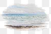 Ocean png watercolor illustration element, transparent background. Remixed from George Elbert Burr artwork, by rawpixel.