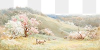 Spring nature png watercolor border, transparent background. Remixed from Joseph Rubens Powell artwork, by rawpixel.