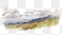 Nature hill png watercolor illustration element, transparent background. Remixed from vintage artwork by rawpixel.