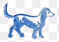 Blue dog illustration png watercolor illustration element, transparent background. Remixed from Arnold Peter Weisz-Kubínčan artwork, by rawpixel.