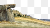 Rocks in Kent png watercolor border, transparent background. Remixed from Alfred Gomersal Vickers artwork, by rawpixel.