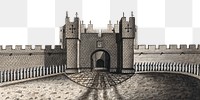 Old castle png watercolor border, transparent background. Remixed from William Beilby artwork, by rawpixel.