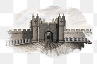 Old castle png watercolor illustration element, transparent background. Remixed from William Beilby artwork, by rawpixel.