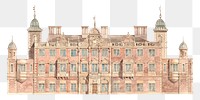 Kelham Hall building png watercolor illustration element, transparent background. Remixed from vintage artwork by rawpixel.