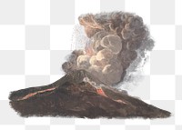 Vesuvius volcano png watercolor illustration element, transparent background. Remixed from vintage artwork by rawpixel.