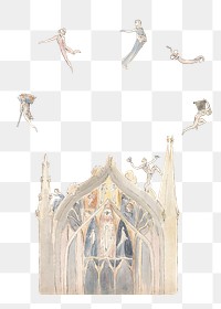 Christian church png watercolor illustration element, transparent background. Remixed from vintage artwork by rawpixel.