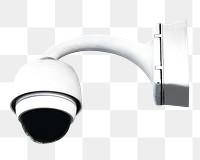 Png circular hanging wall cctv, isolated object, transparent background