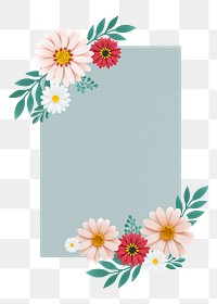 Flower frame png element, transparent background