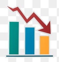 PNG Declining business report bar chart sticker transparent background