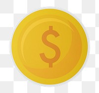 PNG Dollar coin  icon sticker transparent background