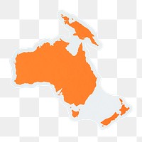 PNG  Australia and Oceania map sticker transparent background