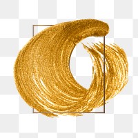 Gold paint stroke png texture  badge, transparent background