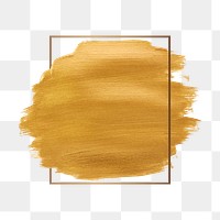 Gold paint stroke png texture  badge, transparent background