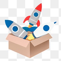 PNG Rockets in  box sticker transparent background