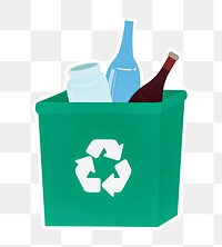 PNG  green recycle bin sticker transparent background