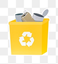 PNG  yellow recycling bin sticker transparent background
