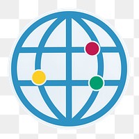 PNG  global network icon illustration  sticker transparent background