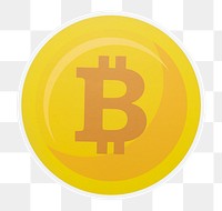 PNG gold Bitcoin icon illustration sticker transparent background