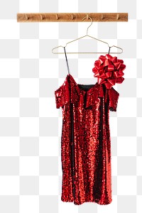 PNG Red sequin dress, collage element, transparent background