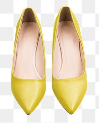 Yellow high heels png shoes, transparent background