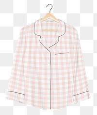 PNG plaid pink pajama shirt, nightwear apparel, transparent background