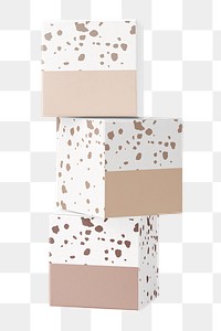 Beauty product boxes png sticker, terrazzo design, transparent background