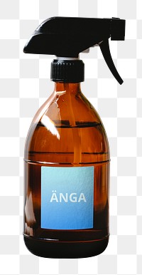 Spray bottle png blue label, transparent background