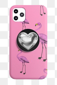Pink phone case png heart grip tok, transparent background