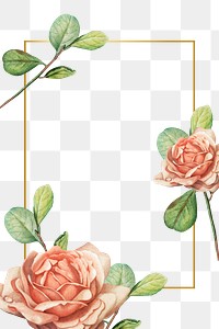 Png aesthetic floral frame, transparent background